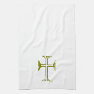 Faux Gold Destroyed Look Cross Towel