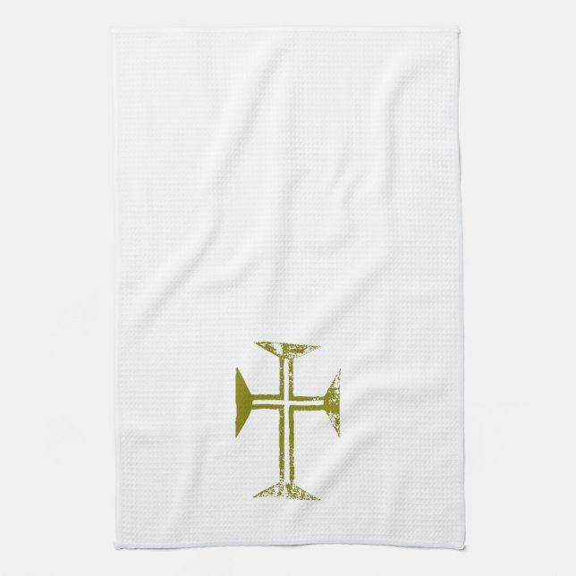 Faux Gold Destroyed Look Cross Towel (Vertical)