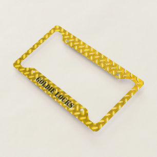 Faux Gold Diamond Plate With Your Name License Plate Frame