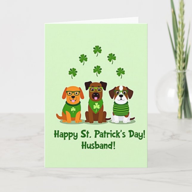 Faux Gold Dogs St Patricks Card (Front)