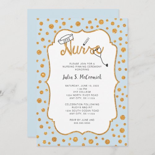Faux Gold Dot Nurse pinning changeable color Invitation