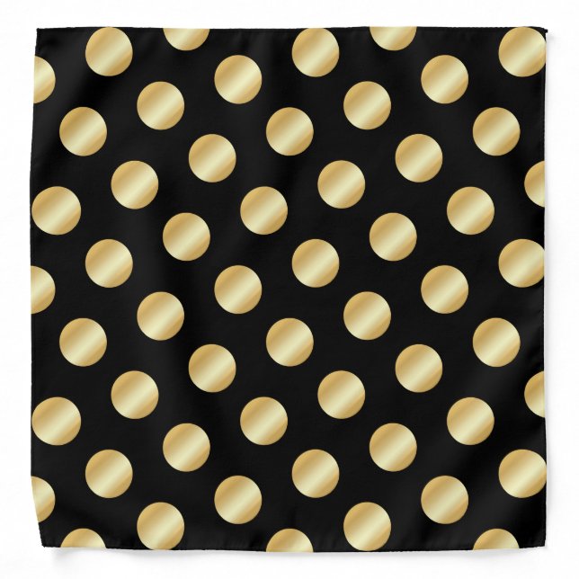 Faux Gold Dots Elegant Black Glamour Template Bandana (Front)