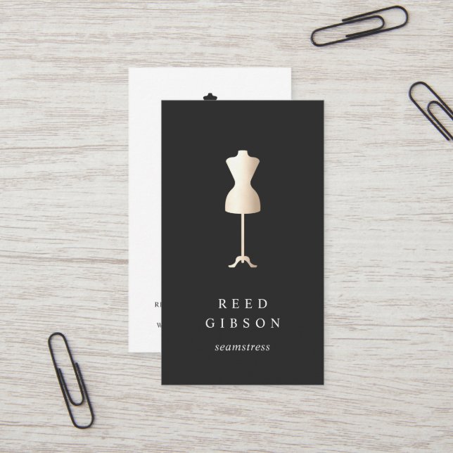 Faux Gold Dress Form | Seamstress Tailor Designer Business Card | Zazzle