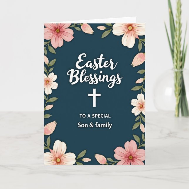 Faux Gold Easter Blessings Card (Front)