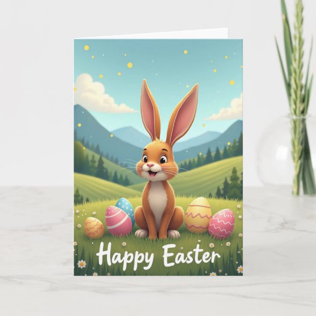 Faux Gold Easter Bunny Card (Front)