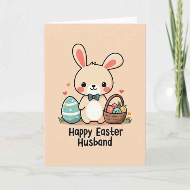 Faux Gold Easter Bunny Egg Card (Front)