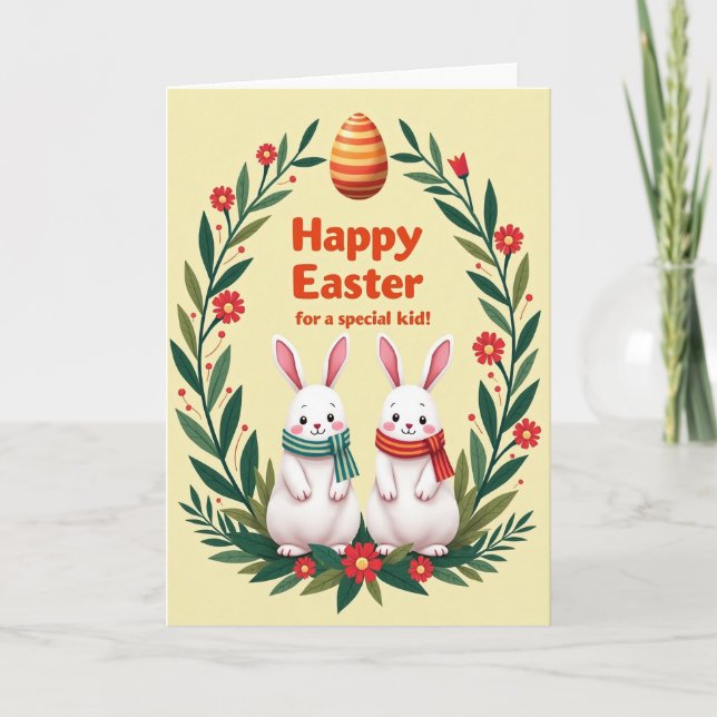 Faux Gold Easter Bunny Friend Card (Front)