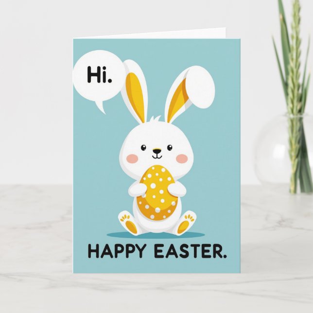 Faux Gold Easter Bunny Hello Card (Front)