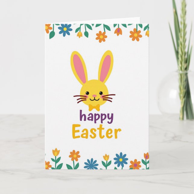 Faux Gold Easter Bunny Spring Card (Front)