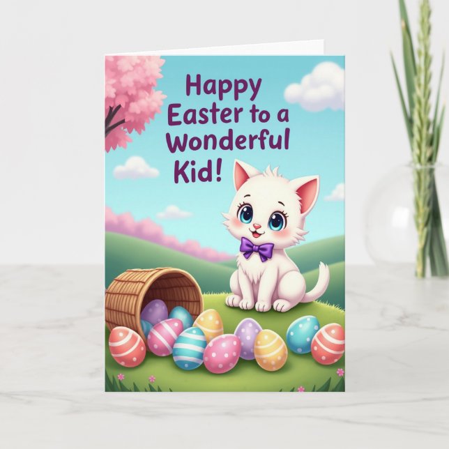Faux Gold Easter Cat Art Card (Front)