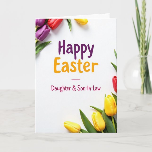 Faux Gold Easter Family Card (Front)