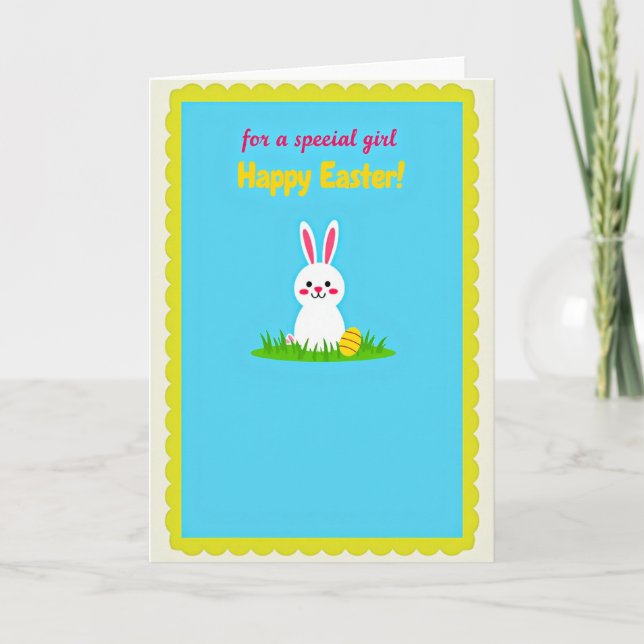 Faux Gold Easter Girl Card (Front)
