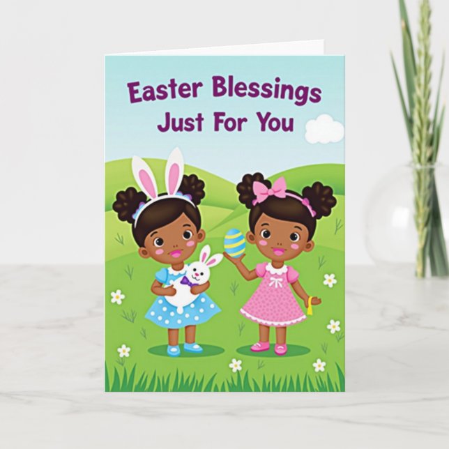 Faux Gold Easter Girls Card (Front)
