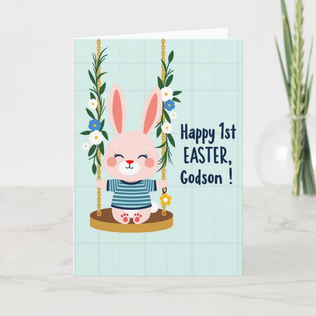 Faux Gold Easter Godson Card (Front)