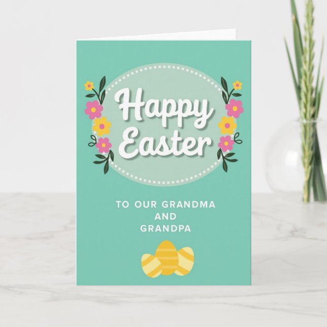 Faux Gold Easter Grandma Grandpa Card (Front)