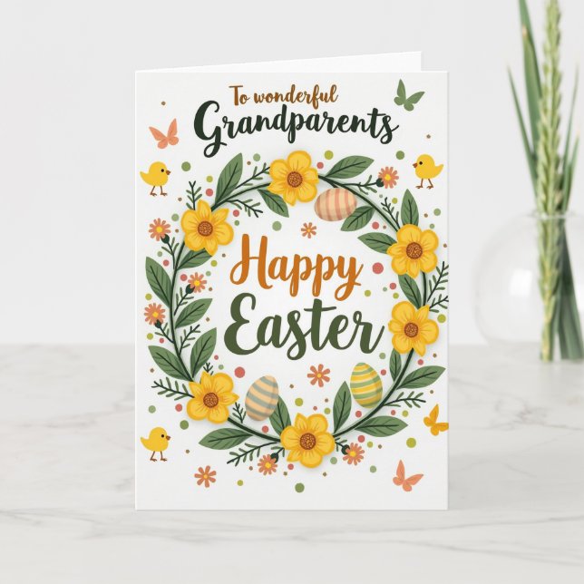 Faux Gold Easter Grandparents Card (Front)