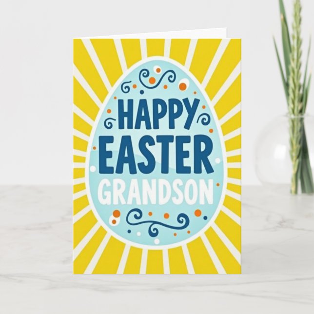 Faux Gold Easter Grandson Card (Front)