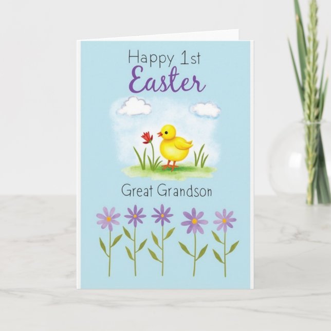 Faux Gold Easter Great Grandson Card (Front)