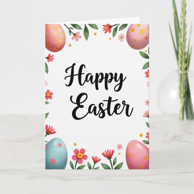 Faux Gold Easter Greeting Card (Front)