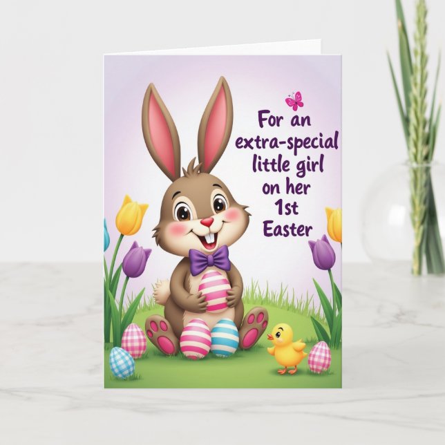 Faux Gold Easter Joy New Baby Card (Front)