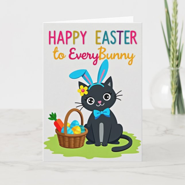 Faux Gold Easter Kitty Card (Front)
