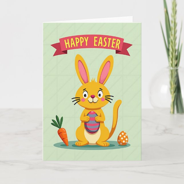 Faux Gold Easter Rabbit Egg Card (Front)