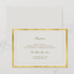 Faux Gold Ecru Frame Wedding Reception Enclosure Card
