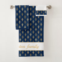 Faux gold Egyptian Ankh Symbol of Life blue white