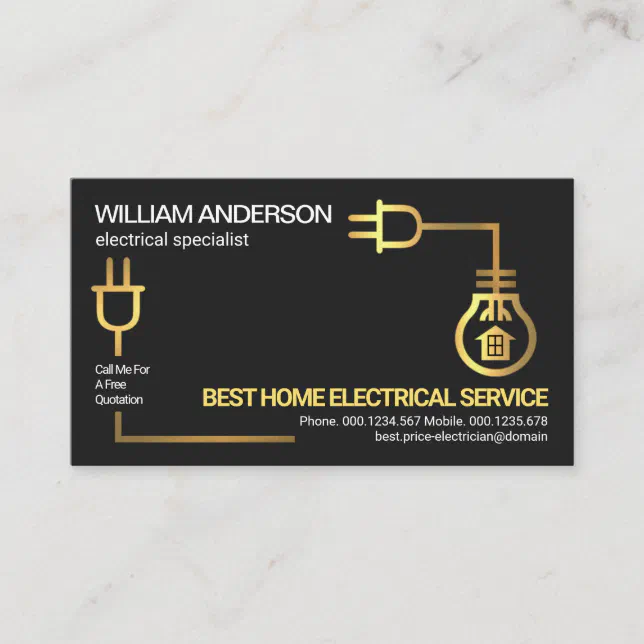 Faux Gold Electrical Circuit Wiring Electrician Business Card | Zazzle