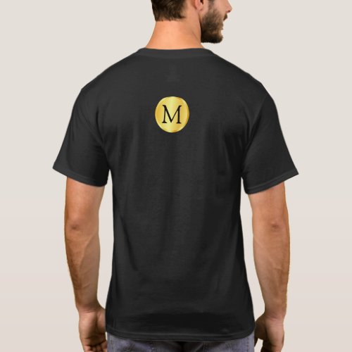 Faux Gold Elegant Black Monogram Template Custom T_Shirt