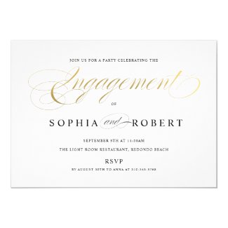 Faux Gold Elegant Calligraphy Engagement S and G Invitation