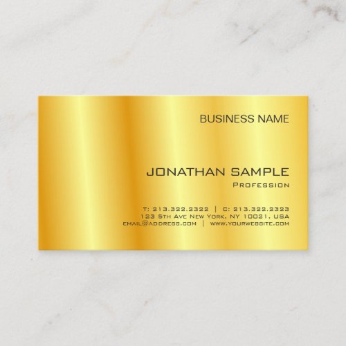 Faux Gold Elegant Company Simple Template Modern Business Card