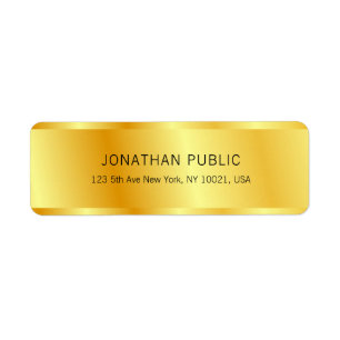 Faux Gold Elegant Custom Glamorous Template Return Label