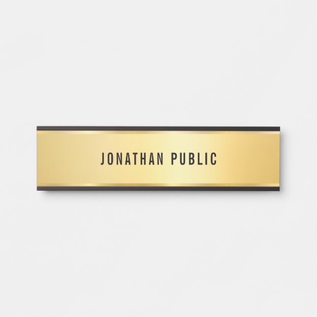 Faux Gold Elegant Design Glamour Template Long Door Sign (Front)