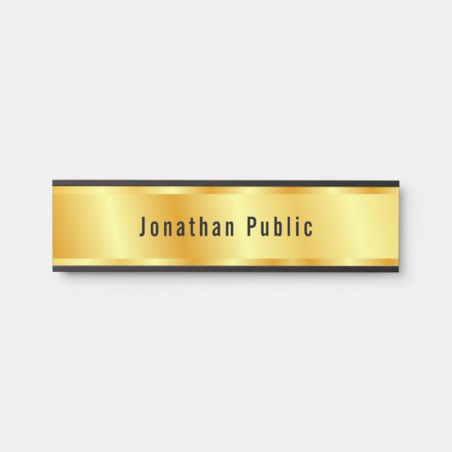 Faux Gold Elegant Glamorous Trendy Template Door Sign (Front)