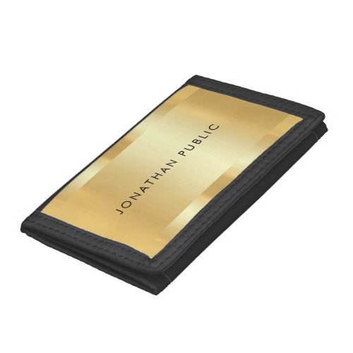 Faux Gold Elegant Glamour Trendy Modern Template Trifold Wallet