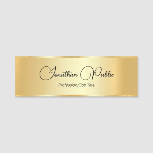 Faux Gold Elegant Hand Script Typography Template Name Tag