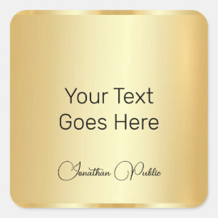 Faux Gold Elegant Handwriting Script Template Square Sticker