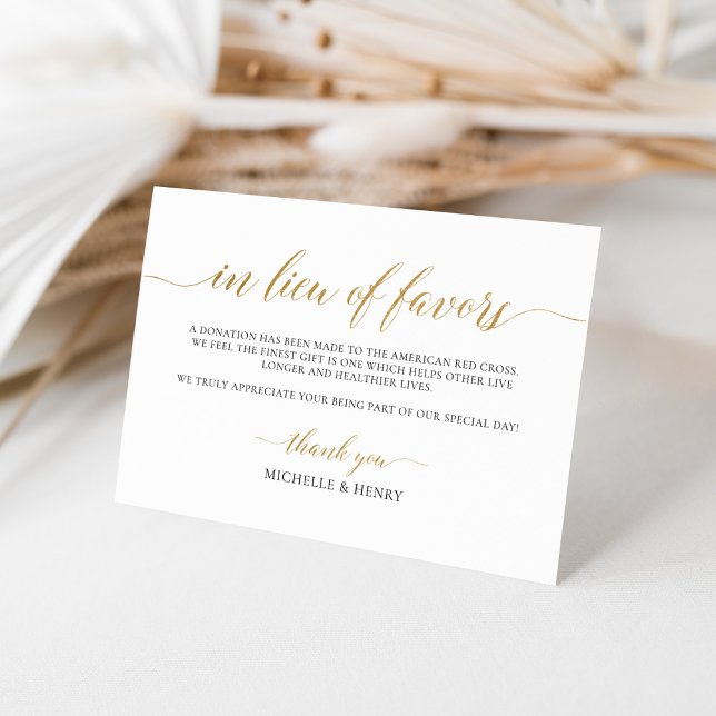 Faux Gold Elegant In Lieu of Favors Card (Creator Uploaded)