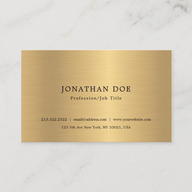 Faux Gold Elegant Minimalist Professional Template Business Card (Front)