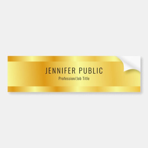 Faux Gold Elegant Modern Glamorous Template Bumper Sticker