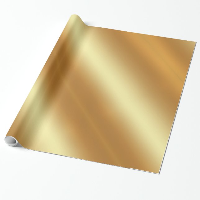 Faux Gold Elegant Modern Golden Glossy Gift Wrapping Paper (Unrolled)