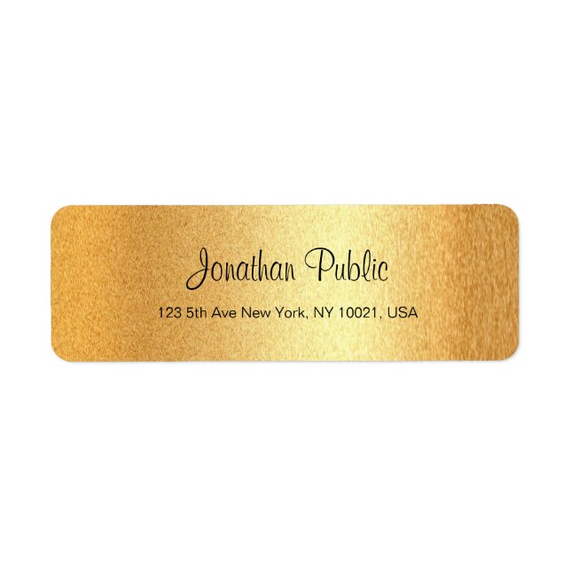 Faux Gold Elegant Modern Handwritten Script Simple Label (Front)