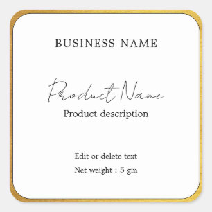 Faux Gold Elegant Modern Minimalist Product Label