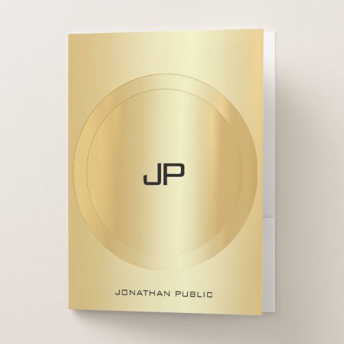 Faux Gold Elegant Modern Monogram Glamour Template Pocket Folder
