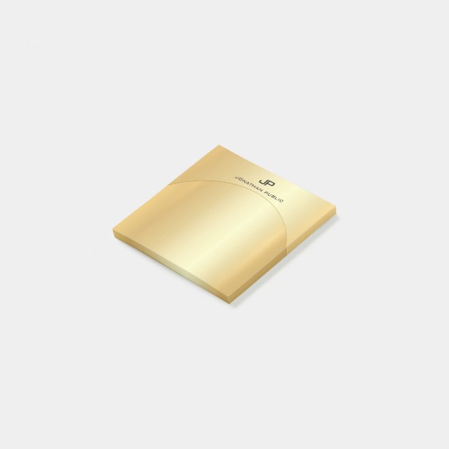 Faux Gold Elegant Modern Monogram Template Post-it Notes (Angled)