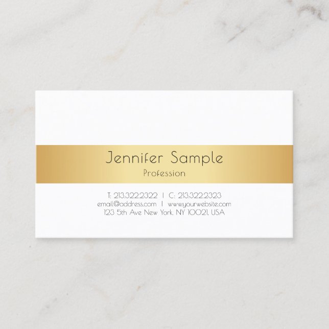 Faux Gold Elegant Modern Personalized Template Business Card (Front)