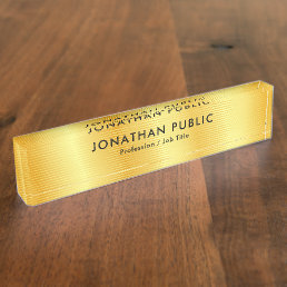Faux Gold Elegant Modern Personalized Template Desk Name Plate