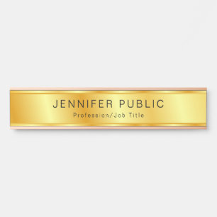 Faux Gold Elegant Modern Personalized Template Door Sign