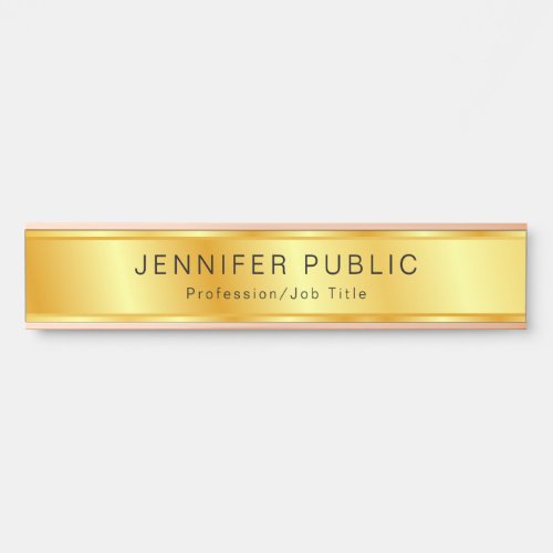Faux Gold Elegant Modern Personalized Template Door Sign